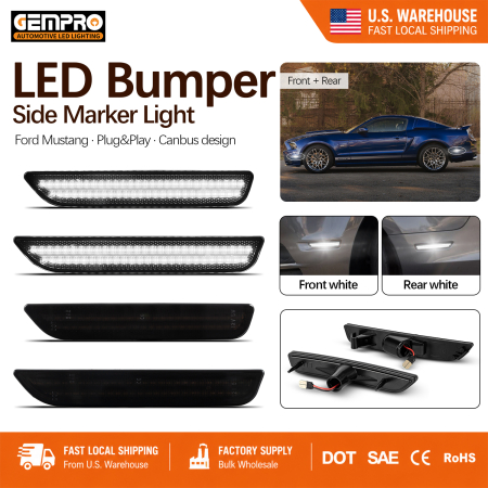 2010-2014 Ford Mustang Clear Lens White LED Side Marker Lights - image 1