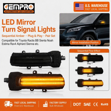 2PCS USA Warehouse for Toyota Sienta Porte Ractis BB Passo Sette 2003-2016 Amber Plug and Play Wing Mirror Blinker Light - image 1