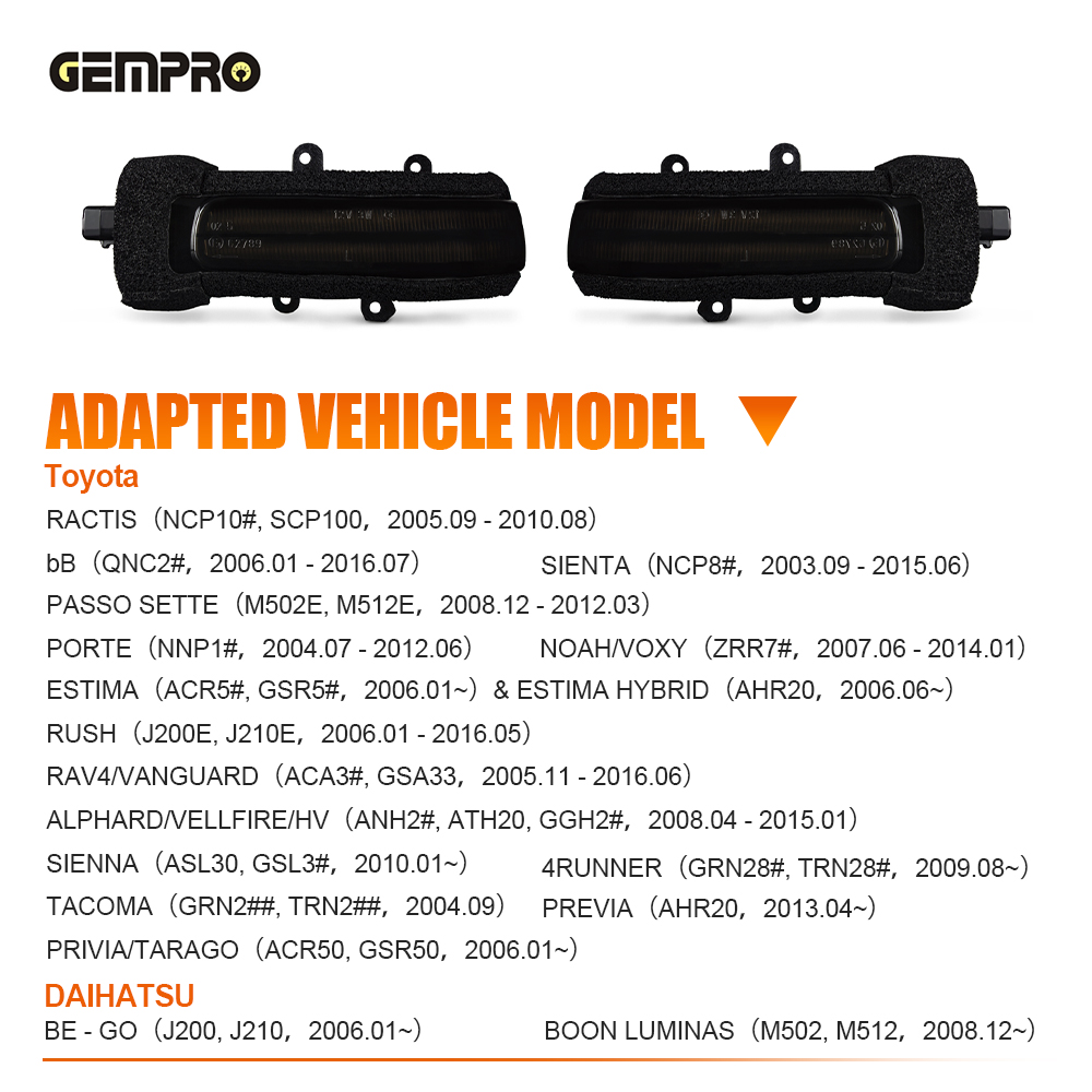 2PCS USA Warehouse for Toyota Sienta Porte Ractis BB Passo Sette 2003-2016 Amber Plug and Play Wing Mirror Blinker Light - image 3