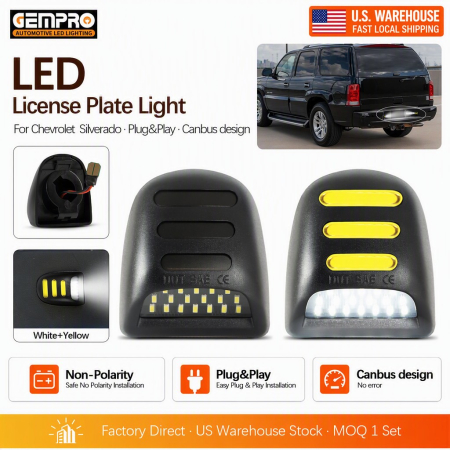 Dual Color White Yellow LED Number Plate Light Rear Tail Light Smoked Finish for Chevrolet Silverado GMC Sierra Yukon - image 1