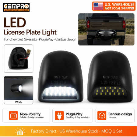 For Chevy GMC Cadillac Pickup SUV Smoked White Led License Plate Light USA Warehouse Shipping - image 1