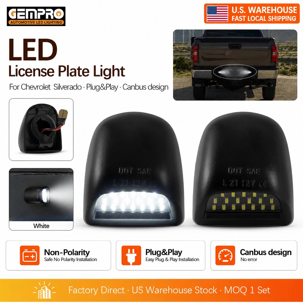 For Chevy GMC Cadillac Pickup SUV Smoked White Led License Plate Light USA Warehouse Shipping - image 1
