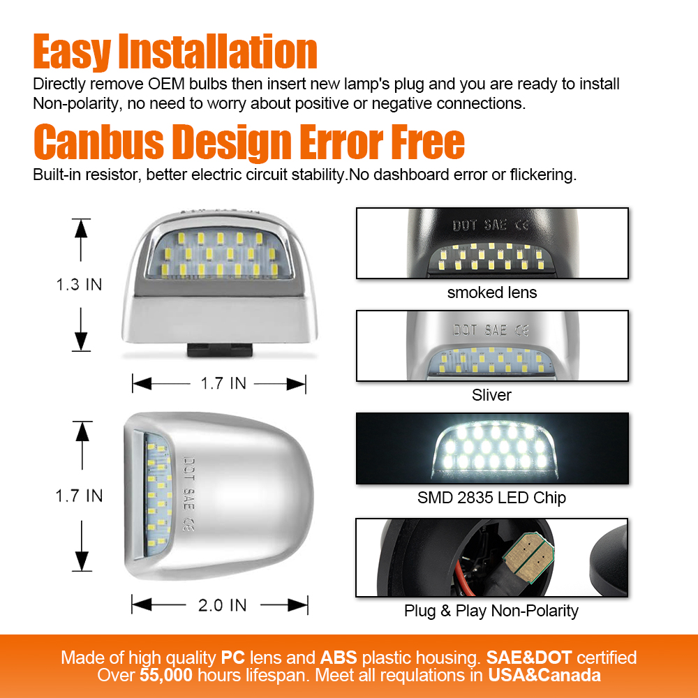 For Chevy GMC Cadillac Pickup SUV Smoked White Led License Plate Light USA Warehouse Shipping - image 2