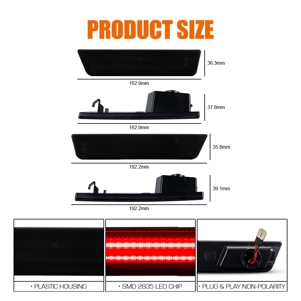 for Dodge Challenger 2008-2014 Charger 2011-2014 Smoked Shell Front Rear Fender Signal Lamp Unit LED Side Marker - image 2
