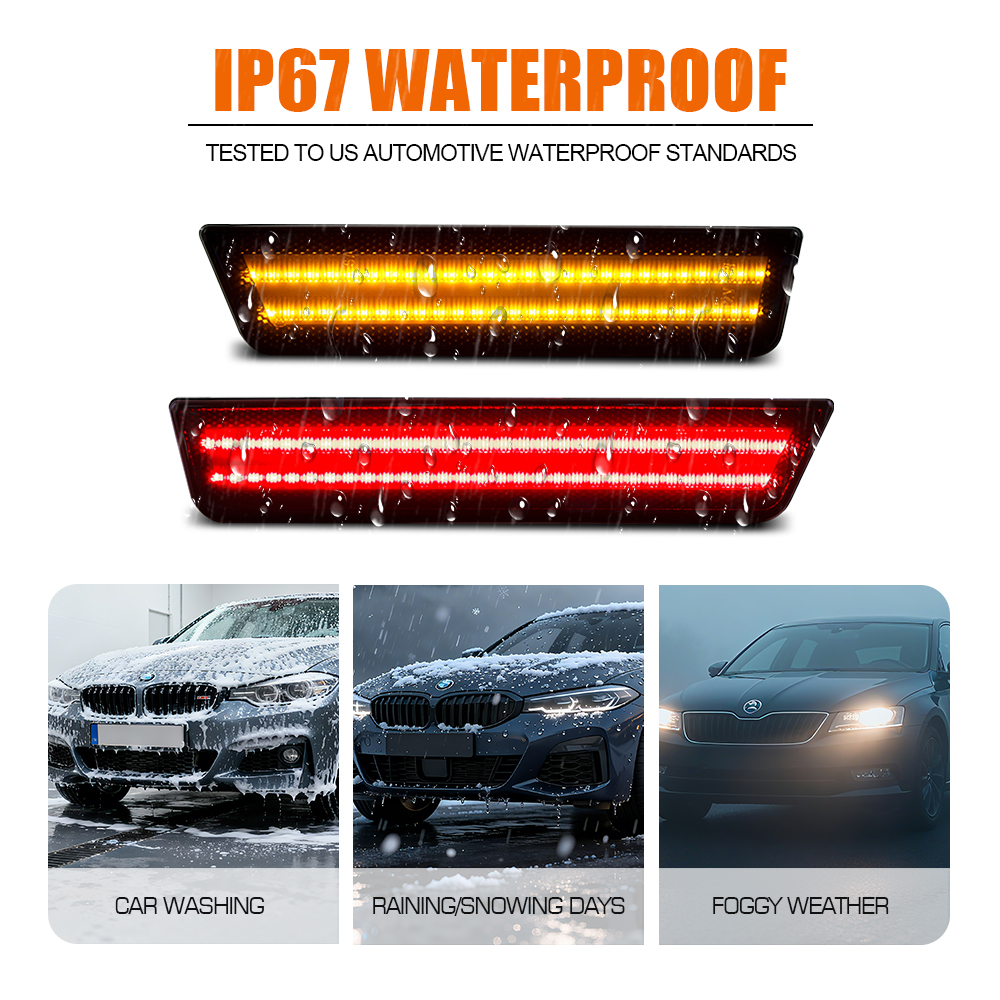 for Dodge Challenger 2008-2014 Charger 2011-2014 Smoked Shell Front Rear Fender Signal Lamp Unit LED Side Marker - image 3