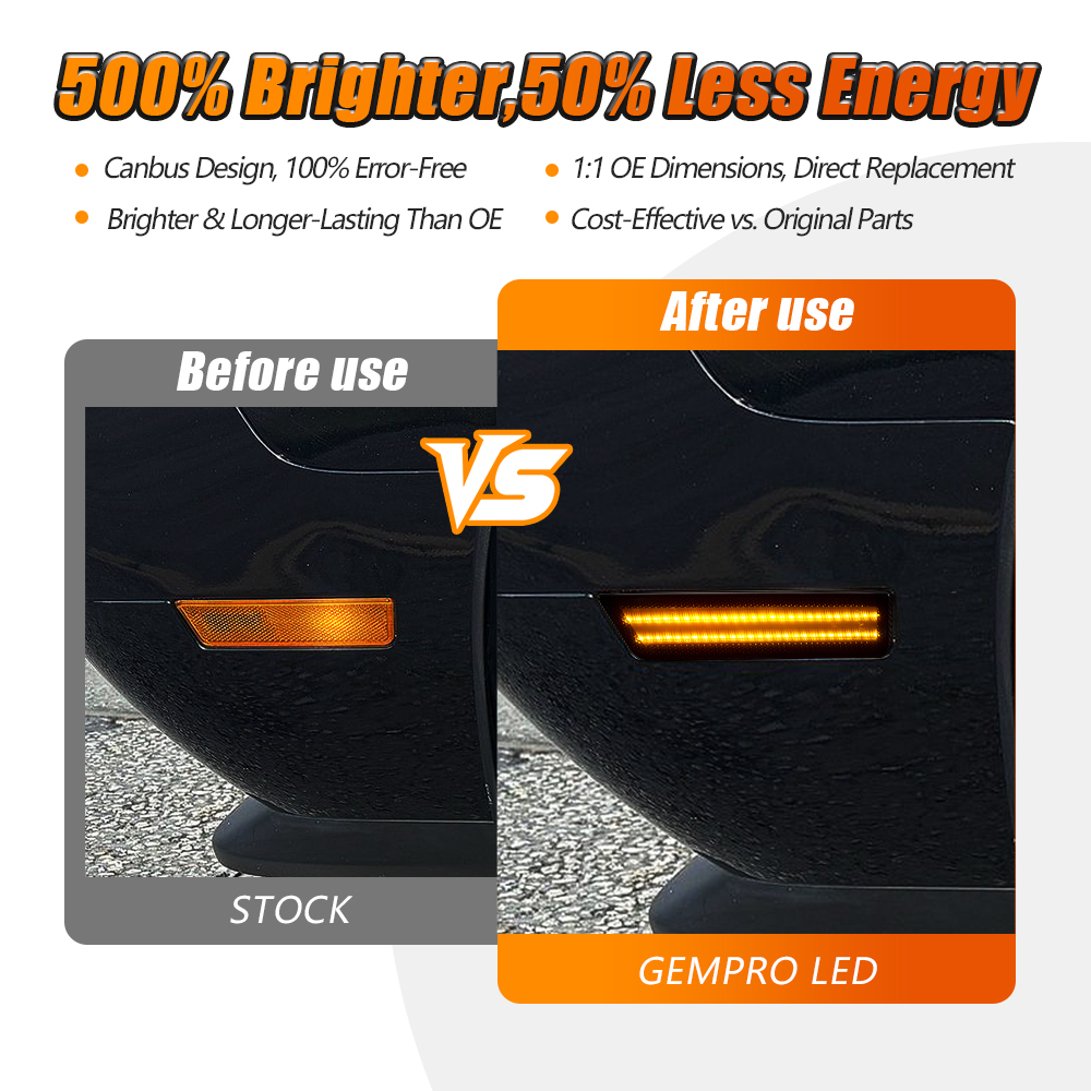 for Dodge Challenger 2008-2014 Charger 2011-2014 Smoked Shell Front Rear Fender Signal Lamp Unit LED Side Marker - image 5