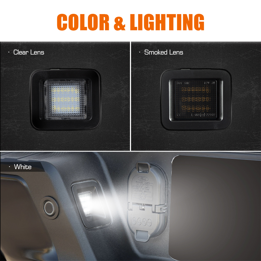 For Ford F150 Raptor 2015Up Smoked Lens Pure White LED License Plate Tag Light USA Warehouse Shipping - image 2