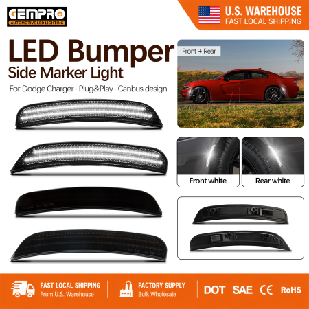 Front Rear LED Side Marker Turn Signal Light for Dodge Charger 2015-2021 White Light Stock - image 1