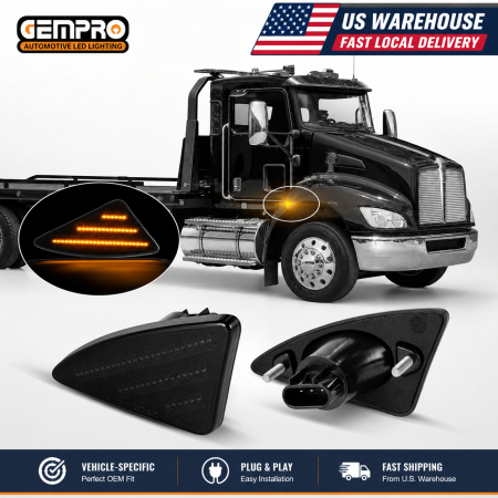 Heavy Duty LED Side Marker Light Clearance Lamp for Kenworth Semi Truck T660 T270 T370 Replacement Parts - image 1