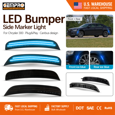 Ice Blue for Chrysler 300 2015-2021 Cool Custom Color Full Set Bumper Fender Turn Signal Side Marker Light - image 1