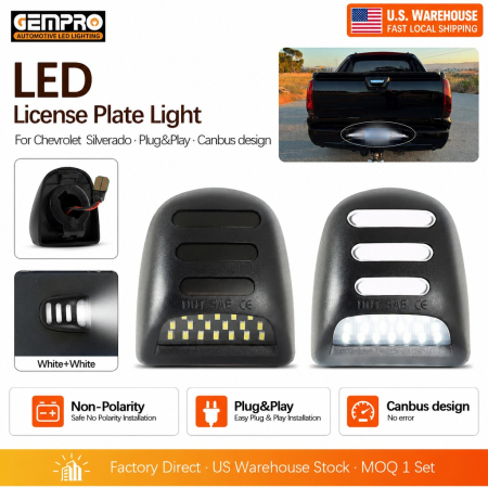 LED Rear License Plate Light White for Chevy GMC Cadillac Silverado Sierra Tahoe Yukon Escalade Smoke Lens - image 1
