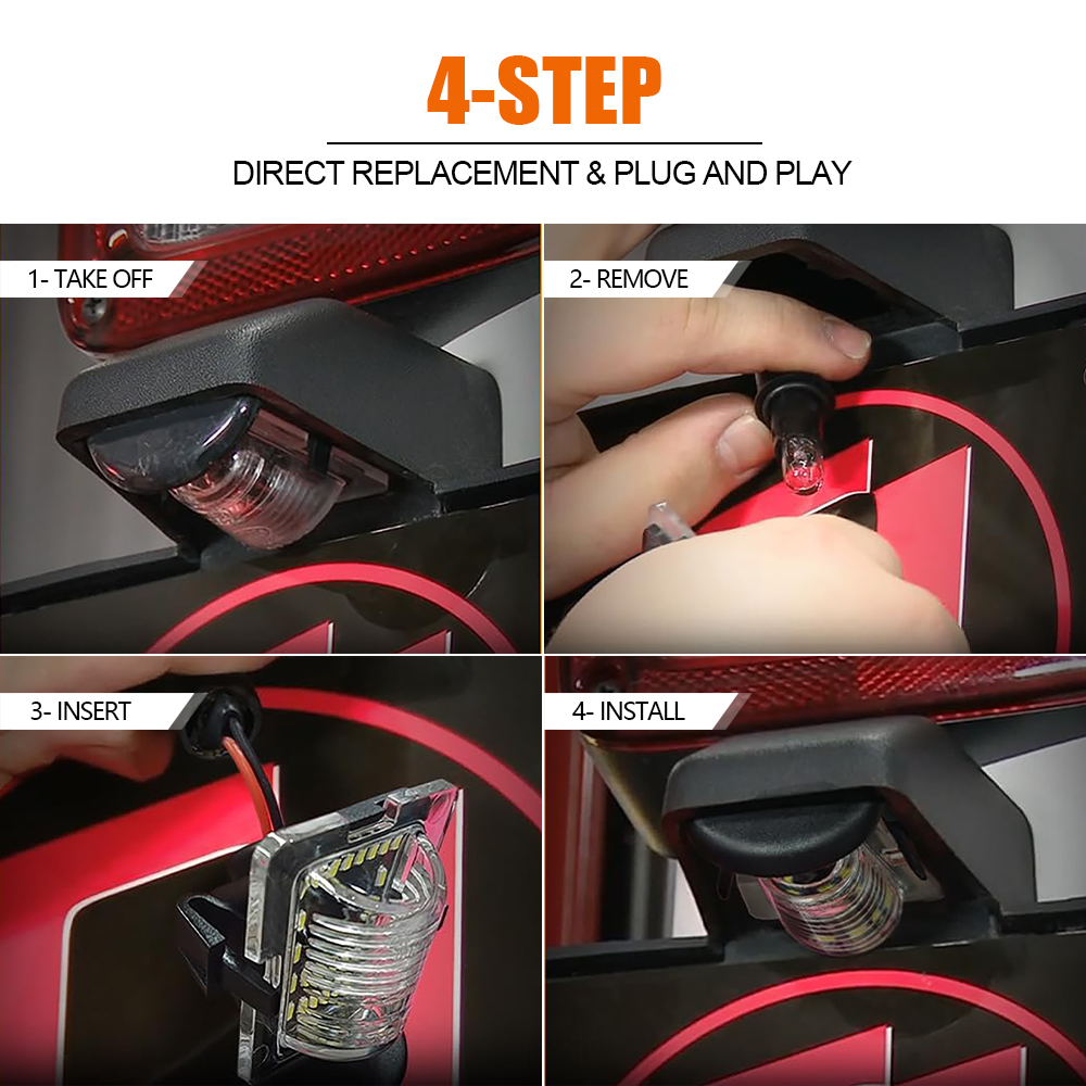 Plug-and-Play LED License Plate Light for Jeep Wrangler Jk 2007-2018 Car Accessories Light - image 4