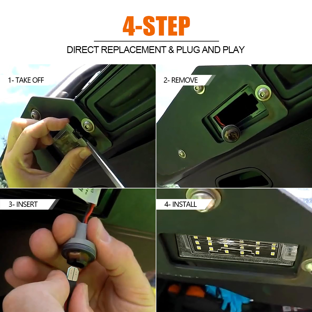 Plug-and-Play LED Registration Plate Light for JEEP CHEROKEE 2014-2018 Rear Number Plate Light - image 4
