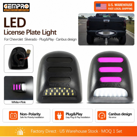 Smoked Finish White Pink Purple LED License Plate Tag Light for Chevrolet Silverado Avalanche GMC Sierra Yukon - image 1